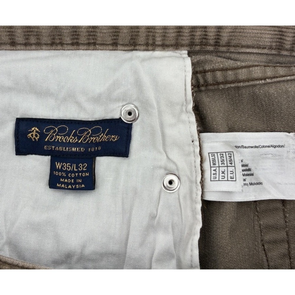 Brooks Brothers Corduroy Pants Men 34x31 Hudson Brown Flat Front Chino - Picture 4 of 7